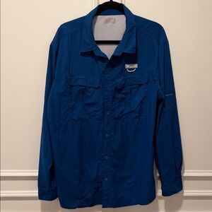 Columbia PFG Blue Fishing Shirt Long Sleeve Vented Performance